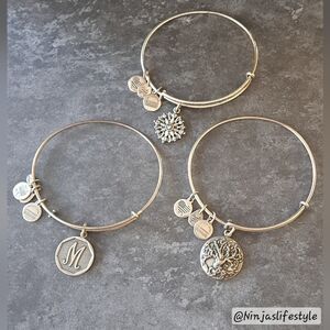 Alex & Ani Silvertone Charm Bangle Bracelets